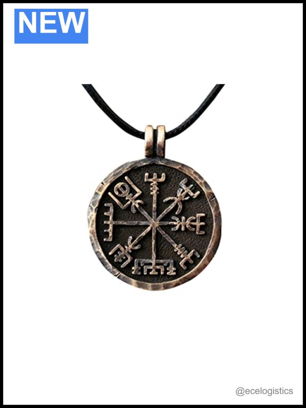 Vegvisir Necklace Viking Norse Compass Pendant Brass